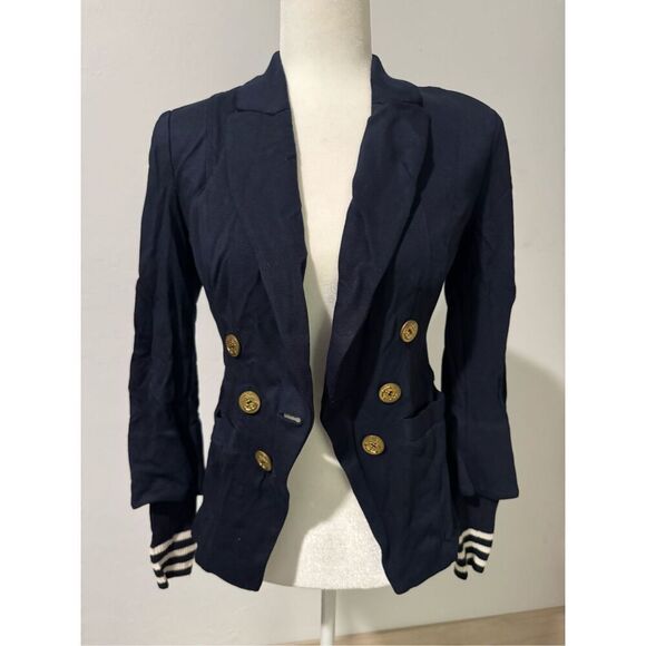 Cabi Grand slam navy stretch blazer Gold accent buttons  0 - Picture 8 of 9